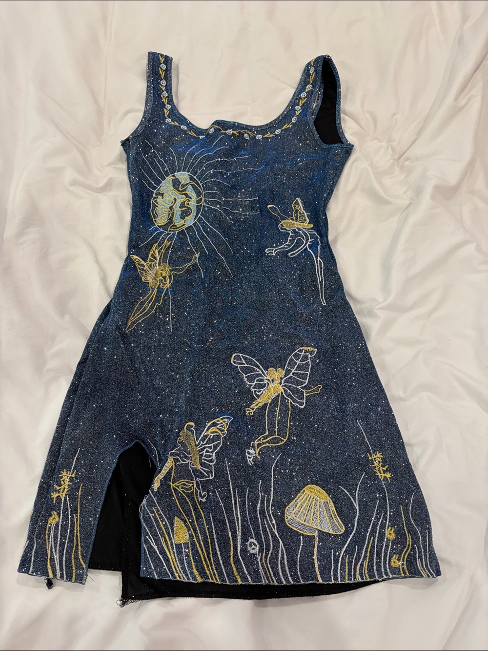 Homecoming DressWomens Navy Blue Fairy Graphic Dress